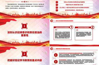 大气精美树牢纪律意识强化责任担当PPT简洁风第一季度专题党课