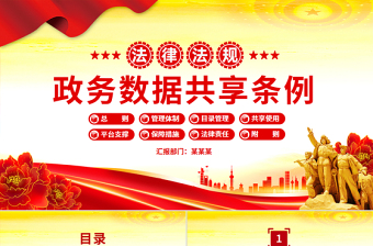 精美时尚《政务数据共享条例》PPT简洁大气法律法规课件