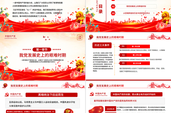 红色精美中国共产党的光辉历程PPT建党104周年党史学习教育党课课件下载