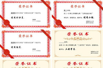 精美时尚多款奖状荣誉证书PPT模板