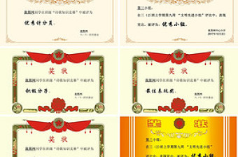 精美时尚多款奖状荣誉证书PPT模板